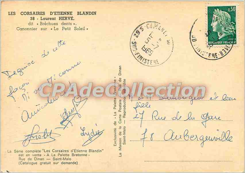 Laurent Hervé dit « Brèchues dents » — Canonnier sur « Le Petit Soleil » — Éditeur : Étienne Blandin — Achterkant