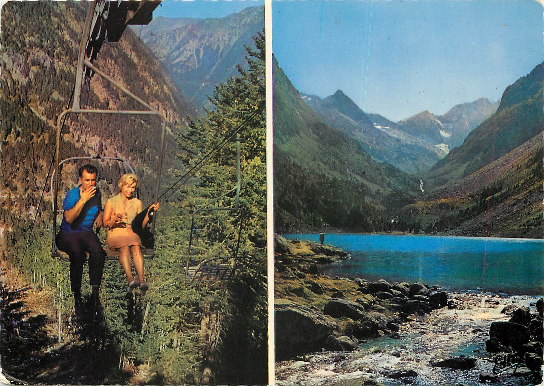 Les Pyrénées — Arrivée du Télésiège, Lac de Gaube et déversoir — Éd. P. Doucet, Lourdes