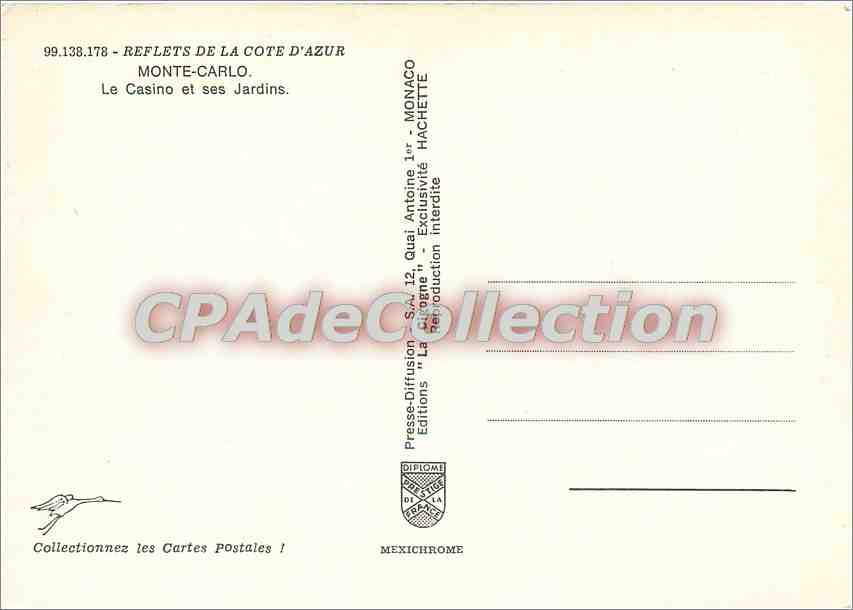 Monte-Carlo — Le Casino et ses Jardins — Presses-Diffusion "La Cigogne" — Reverso