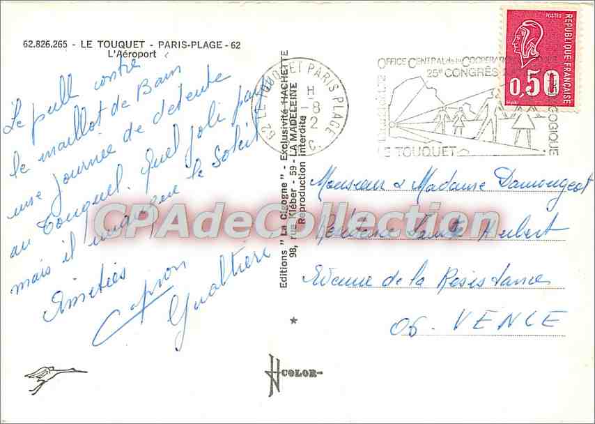 CPSM Le Touquet Paris Plage L'Aeroport — Verso