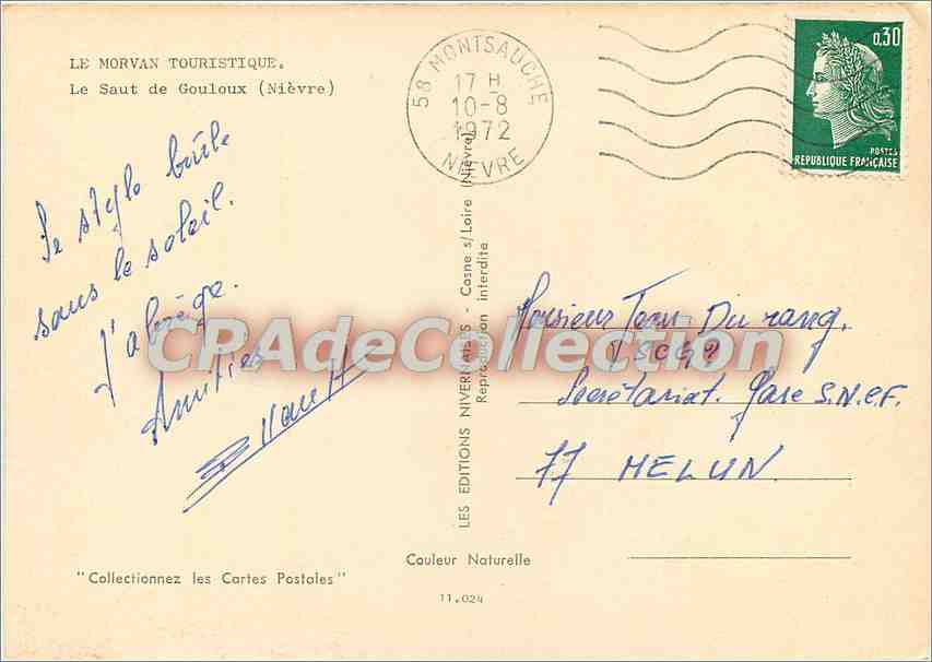 CPSM Le Morvan Touristique le Saut de Gouloux (Nievre) — Verso