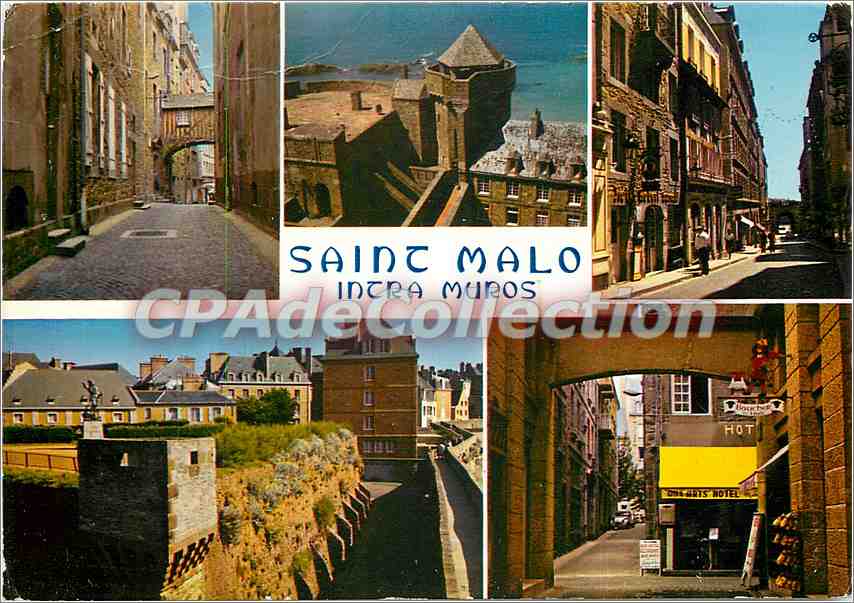 Halbmoderne Ansichtskarte Saint Malo Intra Muros Die Straße der Alten Mauern und die Brücke des ehemaligen Konvents der Recollets