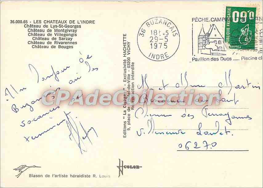 CPSM Les Chateaux de l'Indre Chateau de lLys St Georges chateau de Montgivray — Rückseite