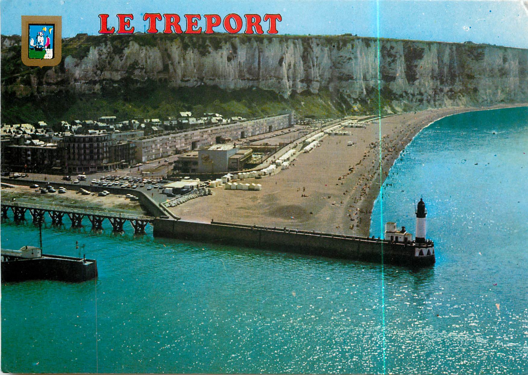 Le Tréport — vue aérienne du port, de la plage et des falaises — Editions MACE