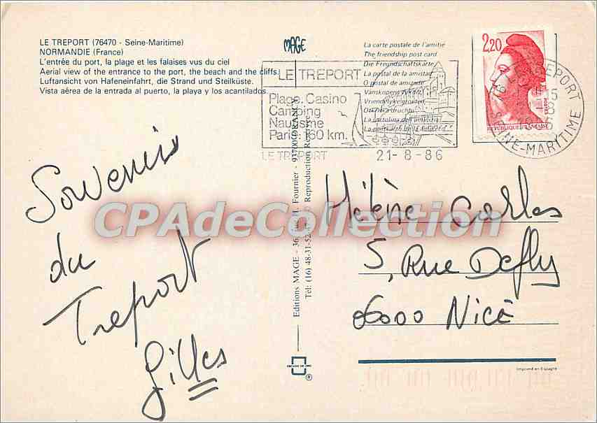 Le Tréport — vue aérienne du port, de la plage et des falaises — Editions MACE — Reverso