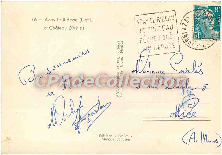 Azay-le-Rideau — Château (XVIe s.) — Éditions Gaby — Rückseite