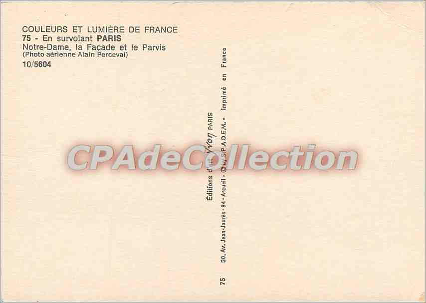 CPSM En survolant Paris No D La Facade et le Parvis — Verso