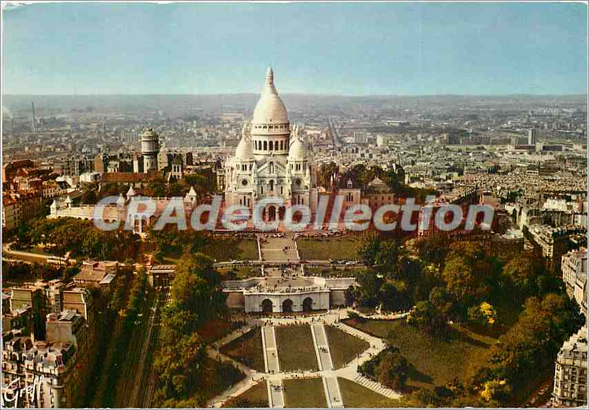 CPSM Paris Vue aerienne Basilique du sacre coeur de Montmartre