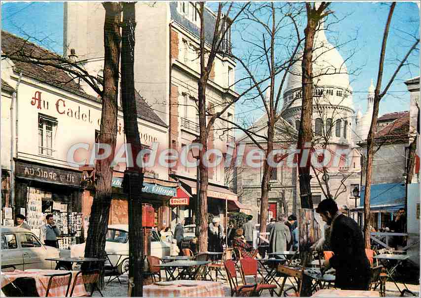 CPSM Paris Montmartre la Place du Tertre et le Sacre Coeur