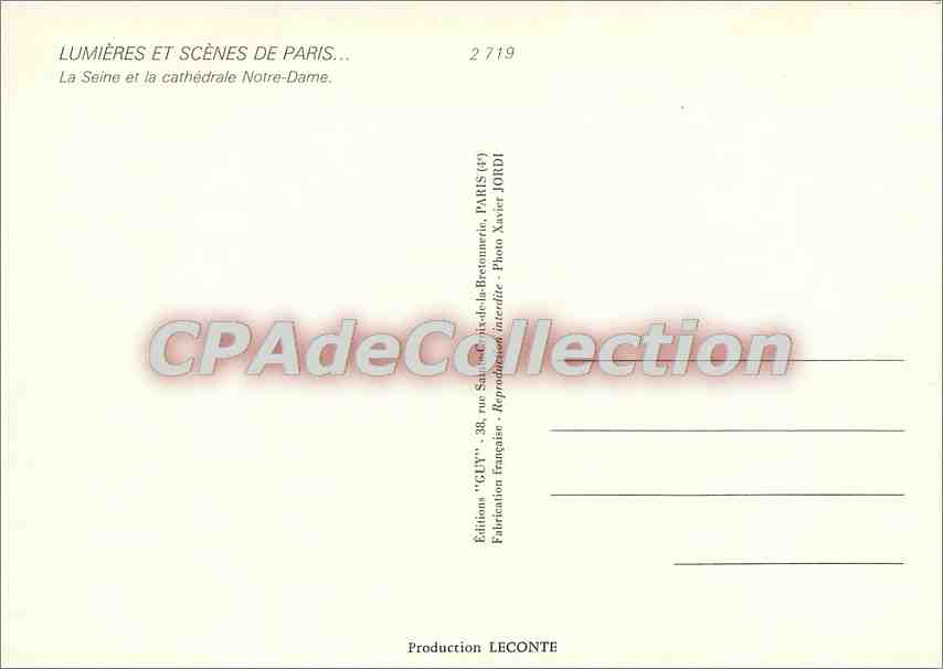 CPSM Lumieres et Scenes de Paris la seine et la Cathedrale N D — Verso