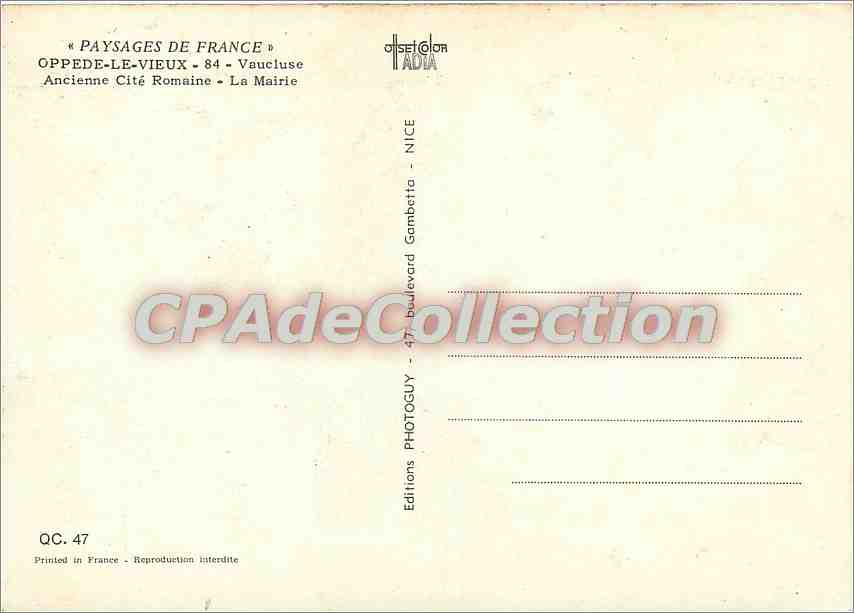 Oppède-le-Vieux — Ancienne Cité Romaine — La Mairie — Éditions Olset Color — Verso