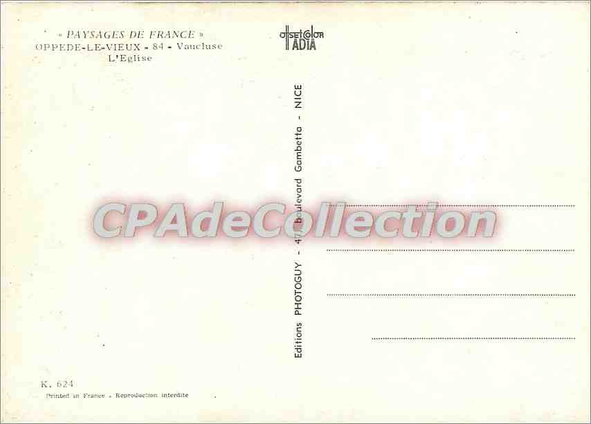 Oppède-le-Vieux — L'Église — Editions Setolor, NICE — Verso
