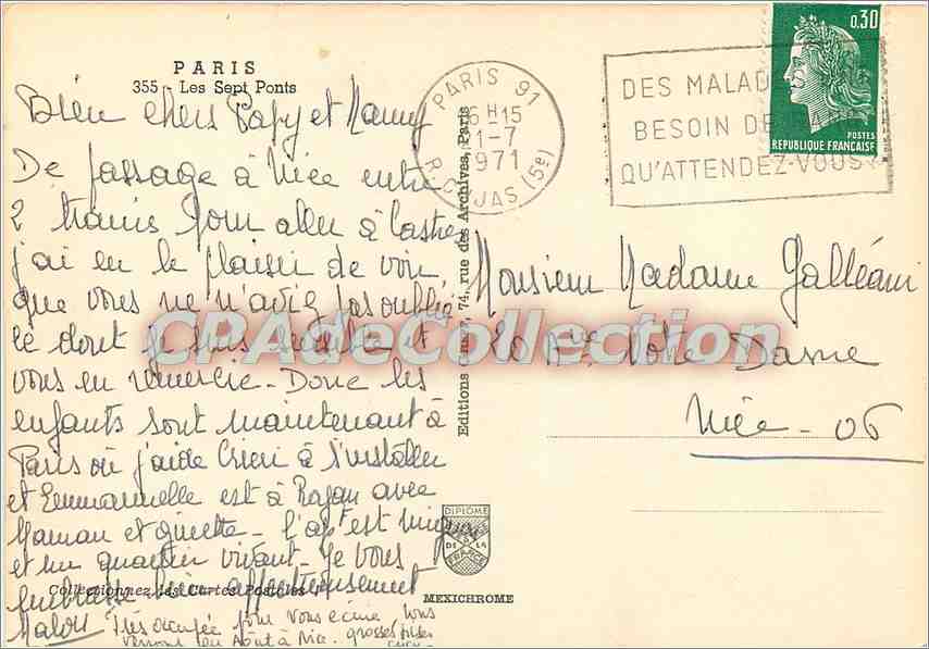 CPSM Paris Les sept Ponts — Verso