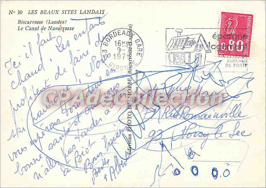 CPSM Biscarrosse (Landes) Le canal de Navarrosse — Verso
