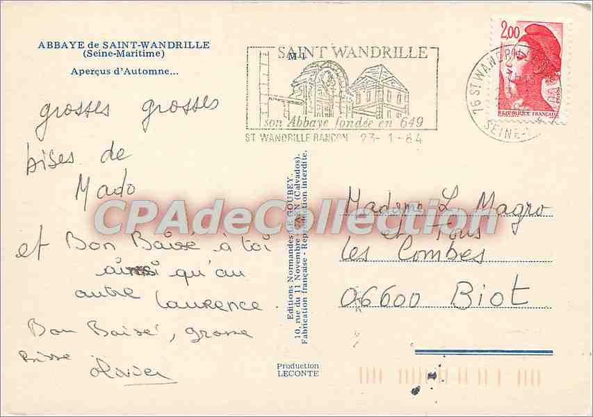 CPSM Abbayes de Saint Wandrille (S Mme) apercus d'Automne — Rückseite