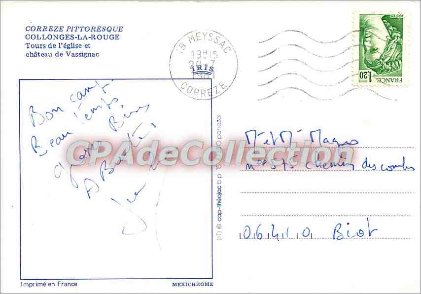Collonges-la-Rouge — Tours de l'église et château de Vassignac — IRIS — Verso