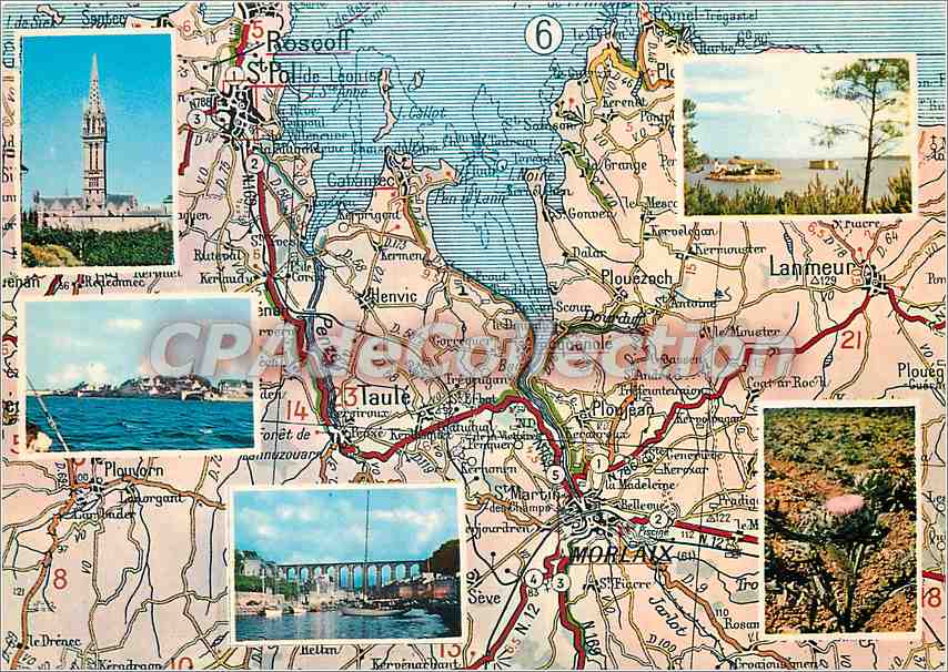 Morlaix — Tourist Postcard with Map and Photos — Éditions d'Art Joslin