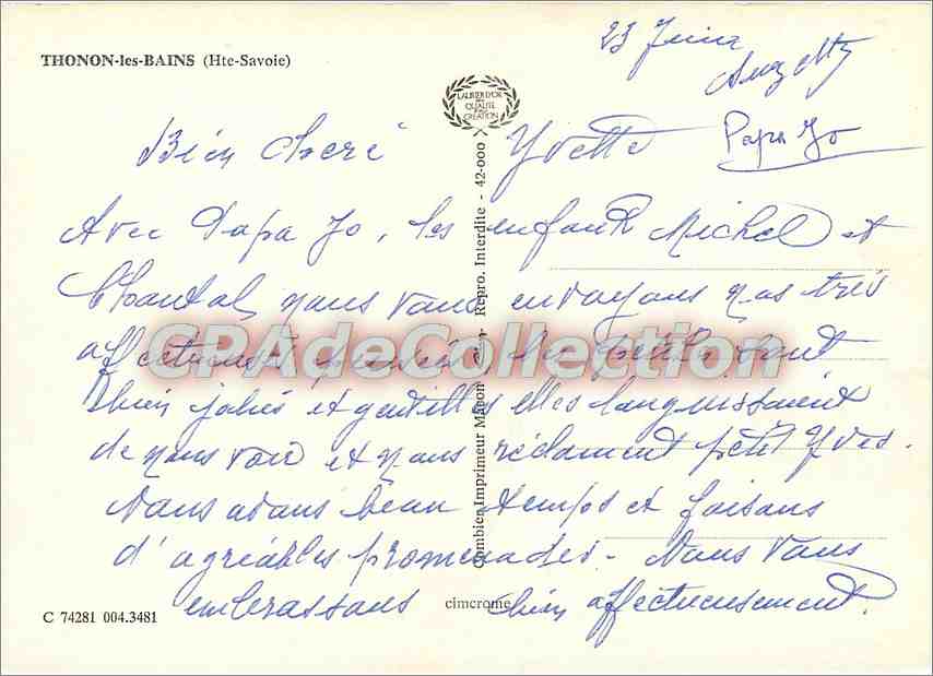 Thonon-les-Bains — Ville accueillante sur les rives du Lac Léman — éditeur Lardédoc — Rückseite