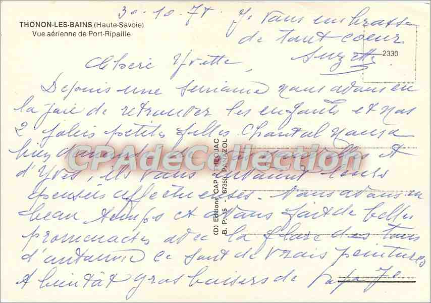 Thonon-les-Bains — Vue aérienne de Port-Ripaille — Éditions IRIS — Rückseite