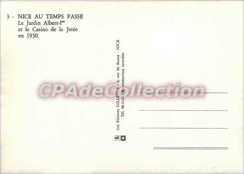 CPSM Nice au Temps Passe Le Jardin Albert Iet et le Casino de la Jetee en 1930 — Rückseite