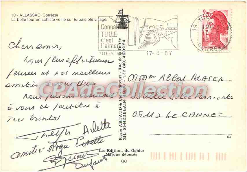 Allassac (Corrèze) — La belle tour en schiste veille sur le paisible village — Les Éditions du Gabier — Verso