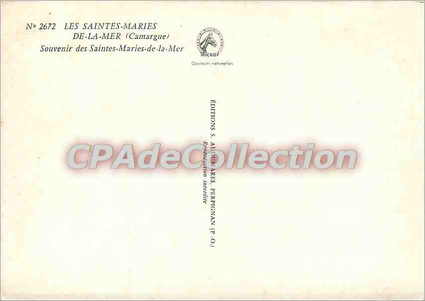 Saintes-Maries-de-la-Mer — La Camargue — Ediciones S. Auriol-Ares, Perpignan (P.-O.) — Reverso