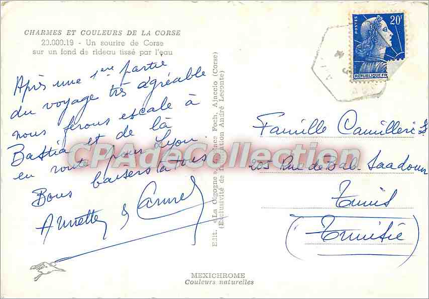 Sourire de Corse — Un sourire de Corse sur un fond de rideau tissé par l'eau — Édit. MEXICHROME — Reverso