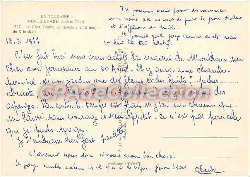 Valloire — vue du château et de l'église — Éditions LECONTE — Reverso