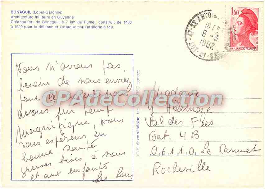 CPSM Bonaguil(Lot et Garonne) Chateau fort de Bonaguil a 7 km de Fumel — Rückseite