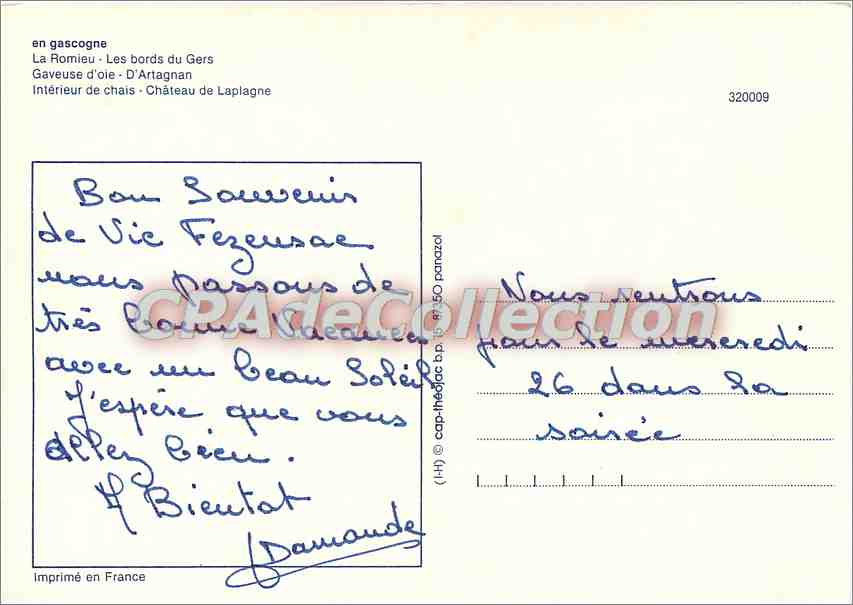 Belle Gascogne — collage de six scènes — éditeur inconnu, n° de série 320009 — Back