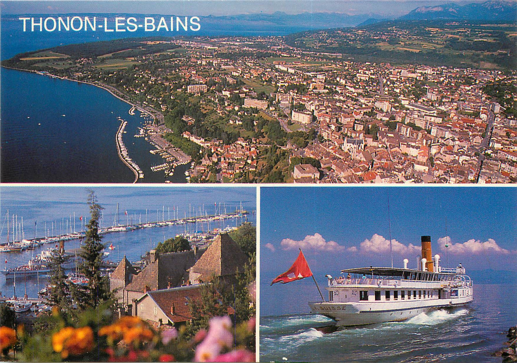 Thonon-les-Bains — vue aérienne et bateau suisse — diffu-carte