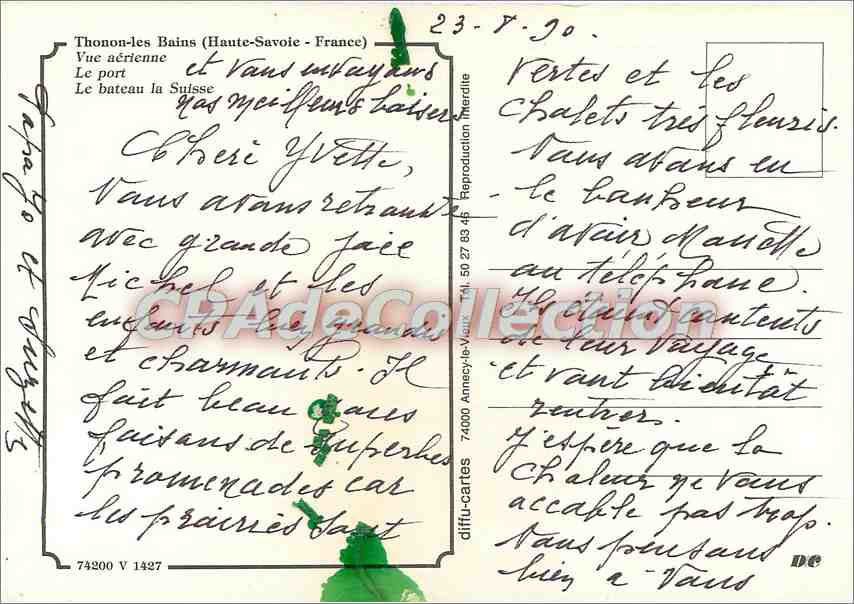 Thonon-les-Bains — vue aérienne et bateau suisse — diffu-carte — Rückseite