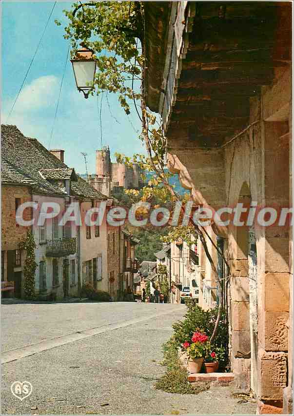 CPSM Najac (Aveyron) Rue du Bariou et echappee sur le chateau XIIIe s