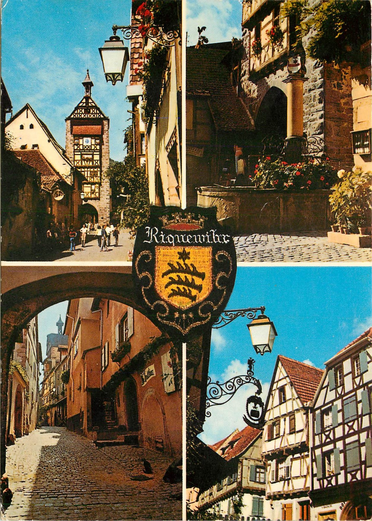 CPSM Riquewihr (Alsace) Le Dolder (XIIIe s) la fontaine au pieds du Dolder