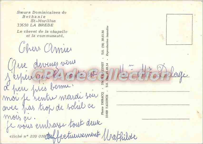 Maison blanche avec toit en tuiles — Sœurs Dominicaines de Bethanie, St-Morillon — Photo DEBACQ, cliché n° 220 010 — Reverso