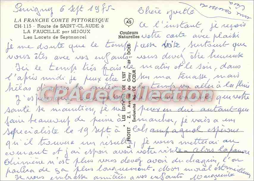 CPSM La Franche Comte Pittoresque Route de Saint Claude La Faucille par Mijoux les Lacets de Septmon — Reverso