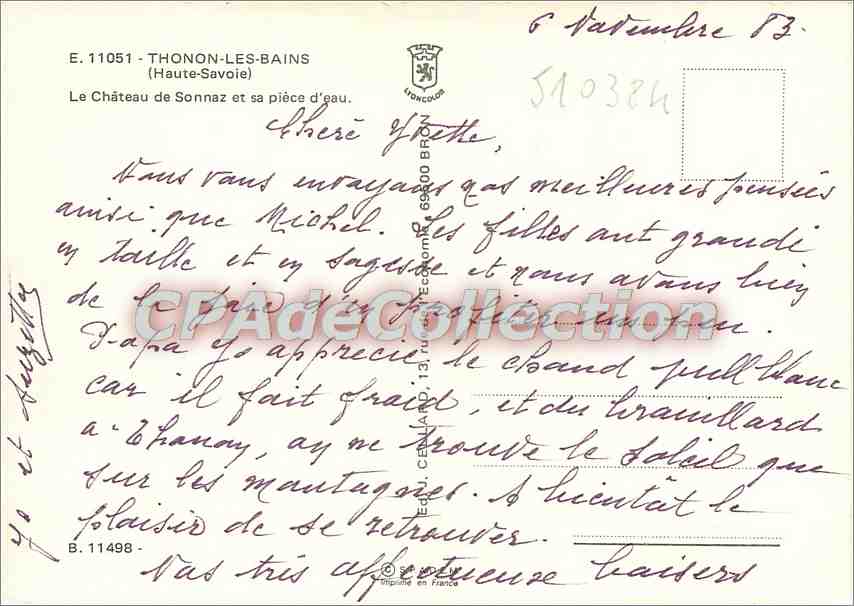 Le Château de Sonnaz — Thonon-les-Bains — Éditions Céramique — Rückseite