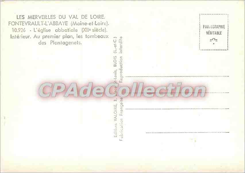 CPSM Fontevrault l'Abbaye (Maine et Loire) L'eglise abbatiale (XIIe s) Interieur au premier plan les — Verso