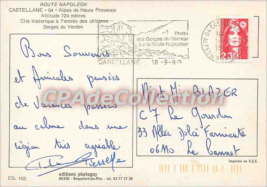 CPSM Route Napoleon Castellane Alpes de Haute Provence alt 724 m Cite historique a l'entree des cele — Reverso