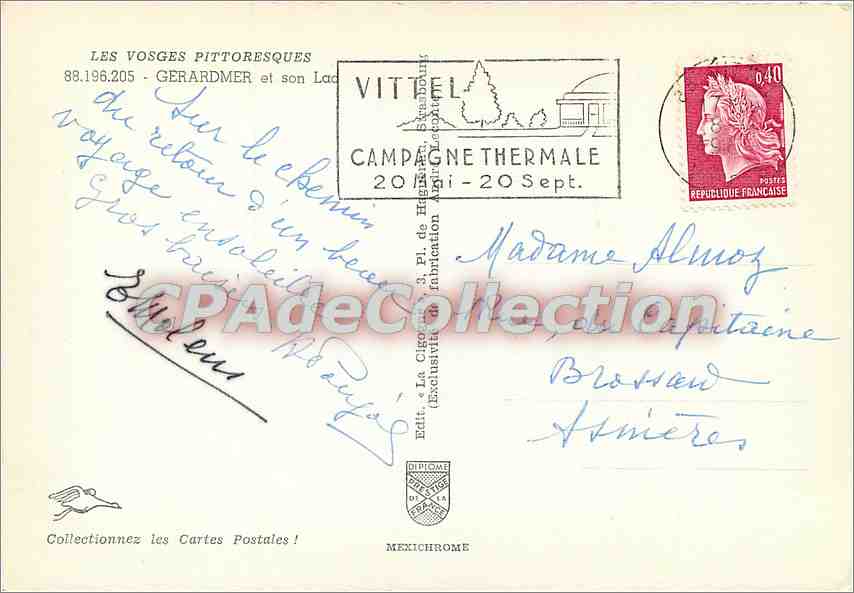 CPSM Les Vosges Pittoresque Gerardmer et son Lac — Rückseite