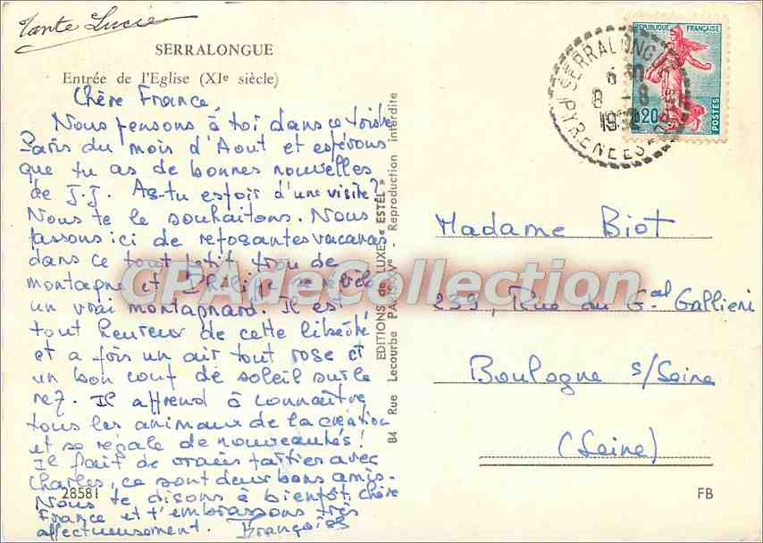 CPSM Serralongue Entree de l'Eglise (XIe s) — Rückseite
