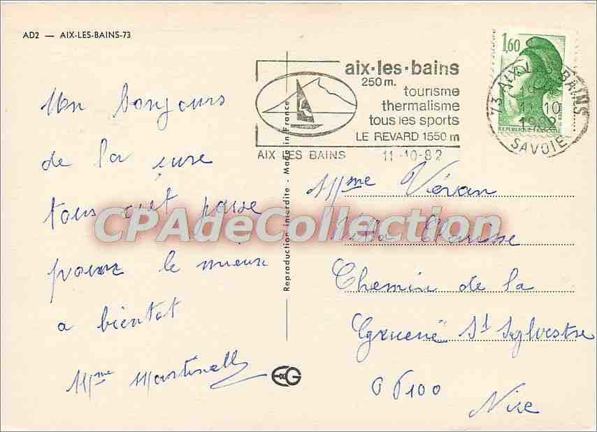 CPSM Aix les Bains — Rückseite