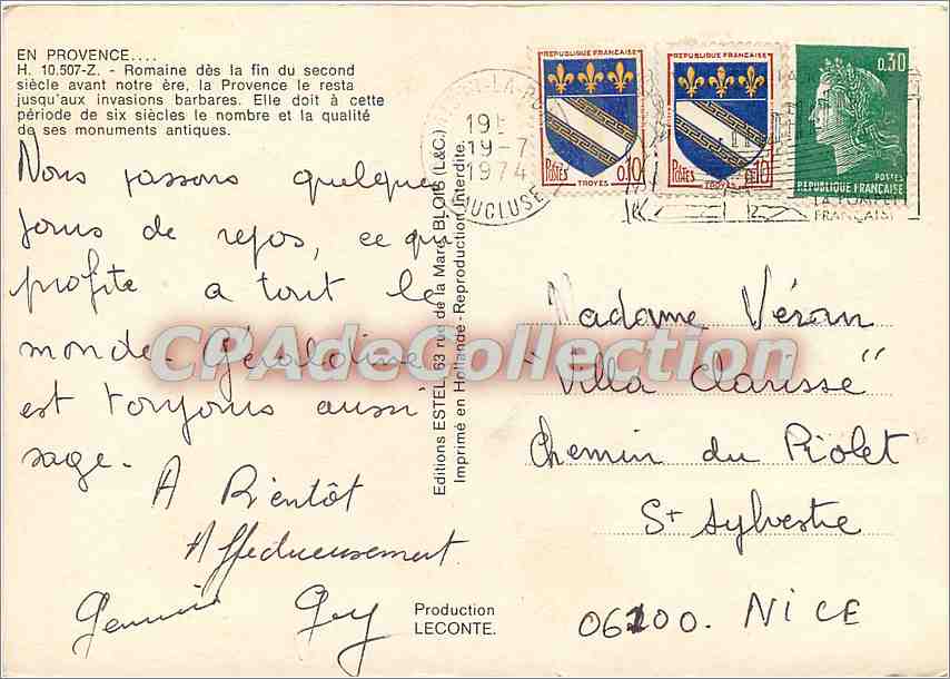 CPSM En Provence Romaine des la fin du  second siecle avant notre ere — Rückseite