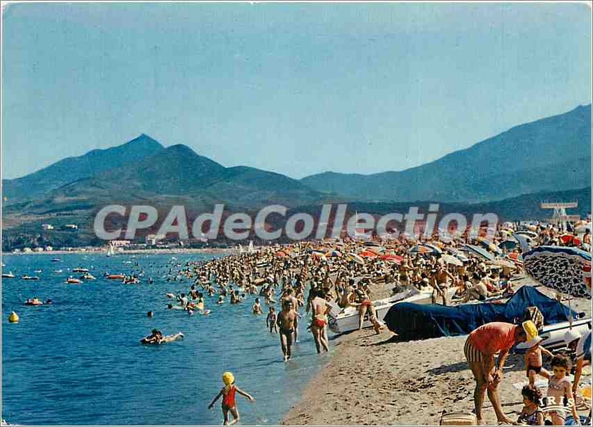 CPSM Argeles sur Mer (Pyrenees Orientales) La Plage et la chaine des Alberes