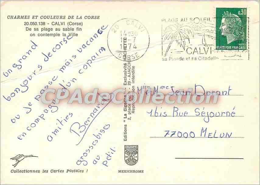 CPSM Calvi (Corse) De sa plage au sable fin on contemple la ville — Rückseite
