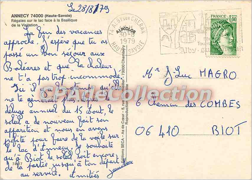 Regates sur le lac face à la Basilique de la Visitation — Annecy — Éditions SECA — Reverso