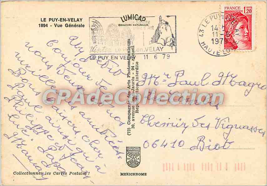 CPSM Le Puy en Velay Vue generale — Rückseite