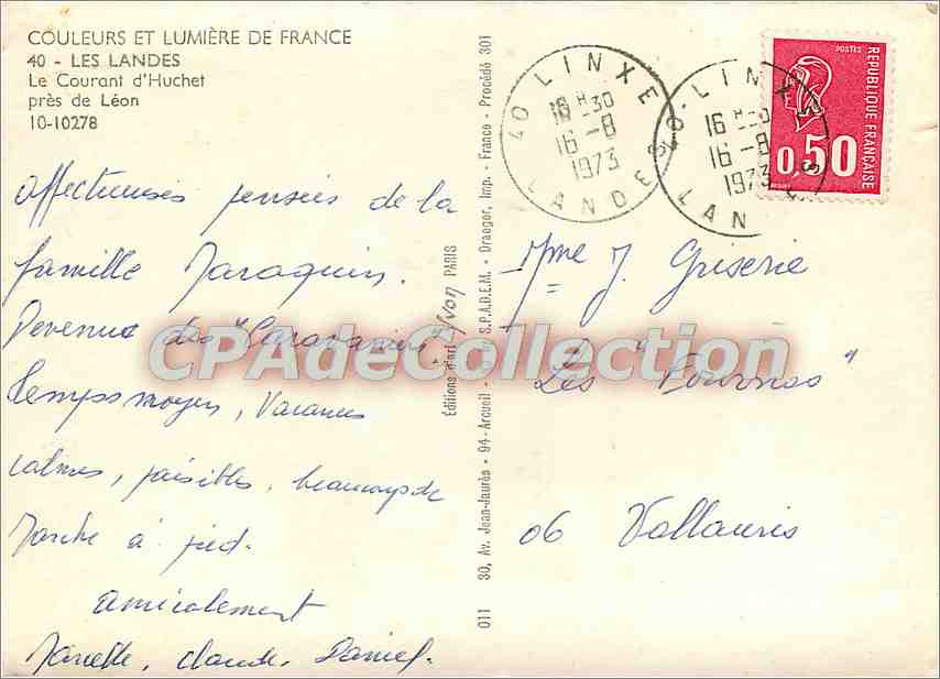 CPSM Les Landes Le Courant d'Huchet pres de Leon — Verso