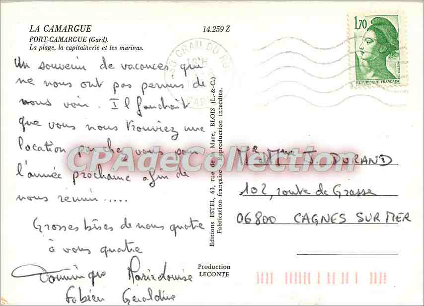 Port-Camargue — Grau-du-Roi — Verlag Estel, n° 14.259 Z — Rückseite