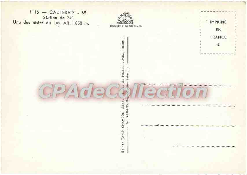 Cauterets — Station de Ski — Édition Yan-P. Chambron — Rückseite